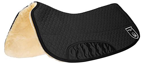 Werner Christ Lammfell Westernpad Roundskirt Western Sattelpad mit Unterseite aus echtem Schaffell, individuell aufpolsterbar, in schwarz, Größe 70 cm