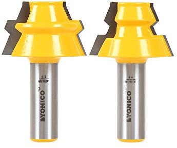 Yonico 15220 - Lock Miter Router Bit Set, Miter Angle: 22.5 Deg., Stock Size: Up to 1 - 1/2 Shank