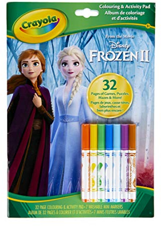 CRAYOLA - Frozen 2 Álbum de Actividades y para Colorear, 32 Páginas para Colorear y 7 Mini Rotuladores Lavables, 04-5900G
