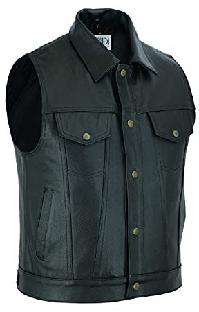 Gaudi-Leathers Motociclista Gilet in Pelle Biker Giacca Moto L