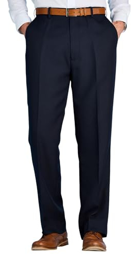 Chums Men's Classic Fit Expandable Waist Formal Smart Flat-Front Trousers | Elasticated & Roomy Cut Self-Adjusting Stretch Waist Pants, Classic Tailored Fit, Straight-Leg, Slant Pockets, Easy-Care