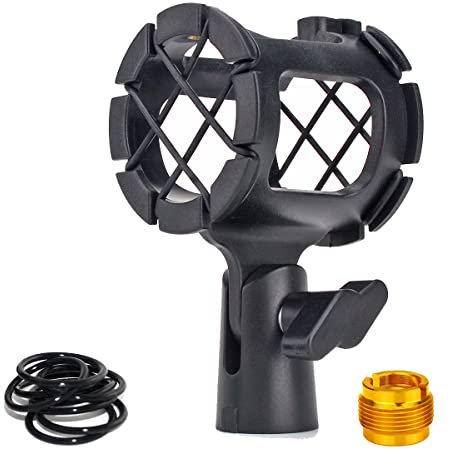 ZRAMO Microphone Clip Mount Small Size Mics Holder Shock Mount with Adapter and 8pc O-ring for D230, ME66, Rode NTG-2,NTG-1, AT-875R