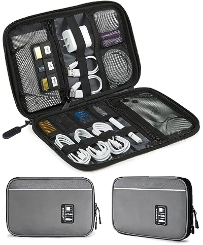 bagsmart Elektronische Tasche, Handliche Elektronik Tasche Reise für Handy Ladekabel, Powerbank, USB Sticks, SD Karten (Grau)