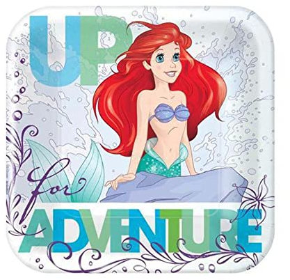 Disney Ariel The Little Mermaid Small Cardboard Cake Plates, Pack of 8, 7 Inch Square