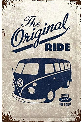 Nostalgic-Art Volkswagen Retro Blechschild - VW Bulli T1 - Original Ride, Blechschild als Vintage VW Bus Geschenk-Idee, zur Dekoration, 40 x 60 cm