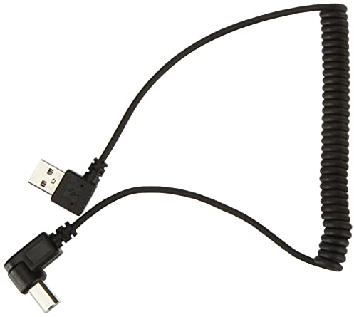 System-S USB A Stecker 90° Grad Links Gewinkelt zu USB Typ B Stecker 90° Rechts Gewinkelt Adapter Spiralkabel Kabel 35-80 cm