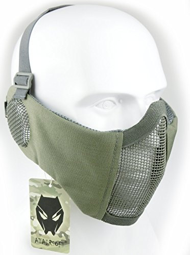 Mascarilla protectora de malla inferior de nailon con cubierta para la oreja de Worldshopping4U, Tactical Airsoft CS, FG