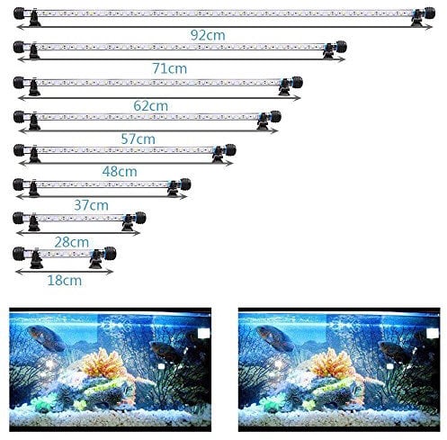 VARMHUS 18-92cm LED Aquarium-Licht Unterwasser BeleuchtungAufsatzleuchte IP68 Abdeckung Wasserdicht LED Lampe Stecker EU für Fisch Tank mit Fernbedienung RGB Farbwechsel (1.8 * 71cm, Weiß & Blau)