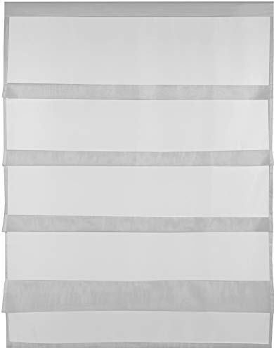 Transparente Bistrogardine Raffoptik mit Stangendurchzug in Voile, schlicht und modern in vielen erhältlich 90 x 110 cm grau - mausgrau