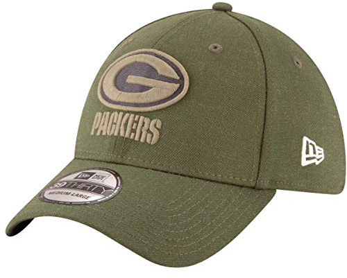 New Era Green Bay Packers 39thirty Stretch Cap On Field 2018 Salute to Service Green - L-XL