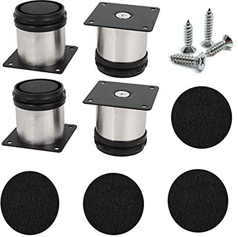 Anyasen Möbelfüße 5cm Stainless Höhenverstellbare Füße für Möbel Metall 4 Stück verstellbar Möbelfüße Schrankfüße Sockelfuß Sockelfüße Tischfuß Möbel Fuß mit schrauben und Filzgleiter