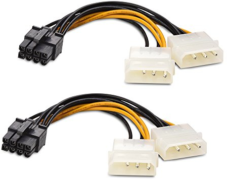 Cable Matters 2er-Pack 8-Pin PCIe zu Molex Stromkabel, 2X Molex zu 8-Pin PCIe - 10 cm