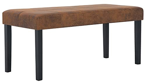 vidaXL Sitzbank Polsterbank Flurbank Lederbank Bank Betthocker Beistellbank Garderobenbank Wohnzimmer Flur 106cm Braun Wildleder-Optik Holzrahmen