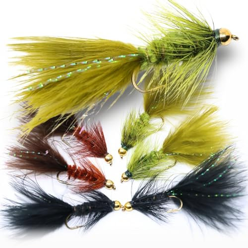 The Fly Crate, Woolly Bugger Fliegen für das Forellenfliegenfischen – Sortiment, Größe #8, Streamer-Fliegen (6er-Pack, Größe 6#)