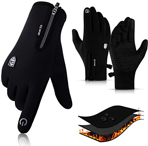 CXW Winterhandschuhe Touchscreen Vollfinger Fahrradhandschuhe für Männer und Frauen (Schwarz, L)