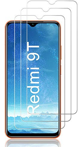 J&D Compatible para Redmi 9T Protector de Pantalla, 3 Paquetes Vidrio Templado, No Cobertura Completa Cristal Templado Protector de Pantalla para Redmi 9T