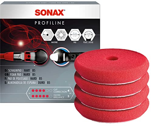 SONAX SchaumPad hart 85 (4 Stück) hochdichter, offener Schwamm zum maschinellen Polieren von Lacken | Art-Nr. 04942000