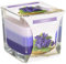 BISPOL Bougie parfumée 32 heures en verre carré Motif fleur violette