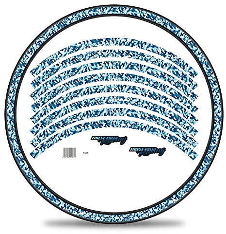 16-teiliges Set Felgenrandaufkleber Sticker für Fahrrad Felgen im Camouflage Design Komplett Set für 27 29 für Ebike Rennrad Mountainbike MTB Laufrad RX033 (Blau, Matt)