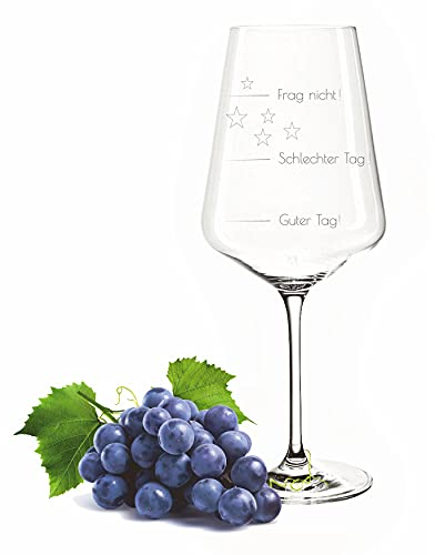 FORYOU24 XL Weinglas von Leonardo mit Gravur Motiv Guter Tag - Schlechter Tag - Frag Nicht Good-Day Wein-Glas graviert Stimmungsbarometer Geschenkidee für Geburtstag Freundin