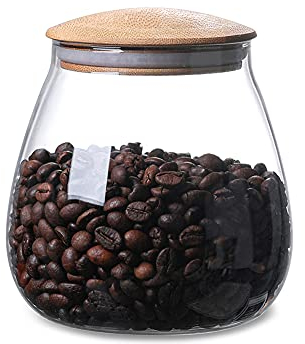 Glasdose Vorratsgläser mit Bambus Deckel,400ml Luftdicht Aufbewahrung Aufbewahrungsgläser, Küche Haus Deco Borosilikatglas Vorratsdosen für Müsli Tee Plätzchen