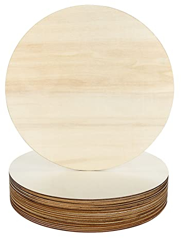 JMIATRY Lot de 20 cercles ronds en bois brut - 25 cm de diamètre - 3 mm d'épaisseur - Disques vierges en bois naturel uni pour peinture, artisanat, plaque et décoration d'intérieur