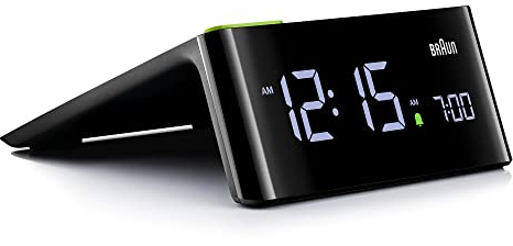 Braun Digital Alarm Clock with VA LCD Display, Touch Snooze Pad, Quick Set, Automatically Adjusting Display Brightness, Beep Alarm in Black, model BC16BUK.