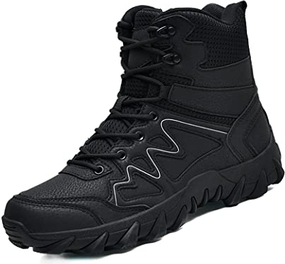 IYVW 6677 Bottes militaires Homme Bottes de Neige Hiver Randonnée Chaussures Trekking Imperméable Outdoor Boots noir 44 EU