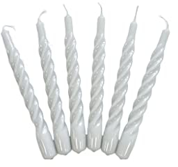 Candles with a Twist®, Stabkerzen gedreht, Hergestellt in Italien, 25 Farben verfügbar, Tafelkerzen lackiert, Spiralkerzen lange Brenndauer 5 Stunden, Kerzen Deko, 6 Stück, 2,2 x 21cm (Hellgrau)