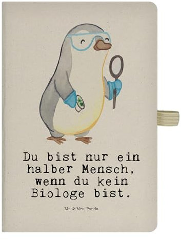 Mr. & Mrs. Panda DIN A4 Baumwoll Notizbuch Biologe Herz - Geschenk, Kladde, Tagebuch, Naturwissenschaftler, Bachelor, Jubiläum, Abschied,