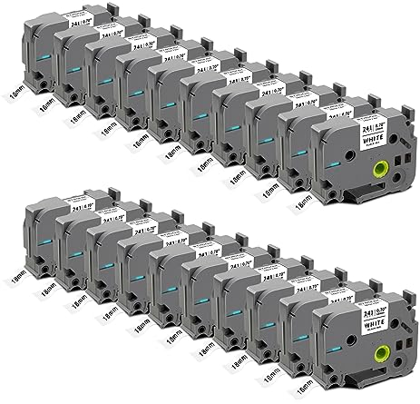 20x STRONIX Kompatibel Brother P-Touch Bänder TZe-241 TZe Schriftband TZ-241 Ub-241 Cassette 18mm Schwarz auf Weiß für Brother Beschriftungsgerät Brother Ptouch Cube Plus PT-D400 PT-D400VP PT-D600VP