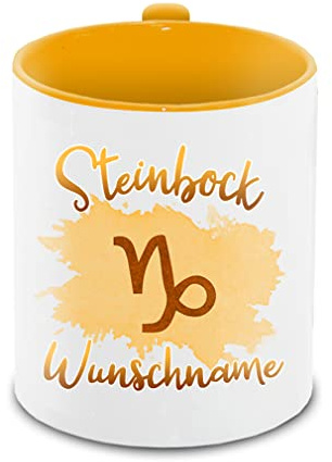 Tasse personalisiert mit Namen und Sternzeichen Steinbock | Motiv-Tasse mit Tierkreiszeichen und Wunschnamen
