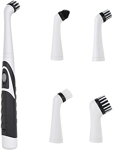Electrical Cleaning Brush, SUCCEASY 4 in 1 Electric Cleaning Brush with Replacement Heads, Electric Spin Scrubber Household Cleaning Brushes for Home, Bathroom Floor, Tub, Shower, Tile(Black&White)