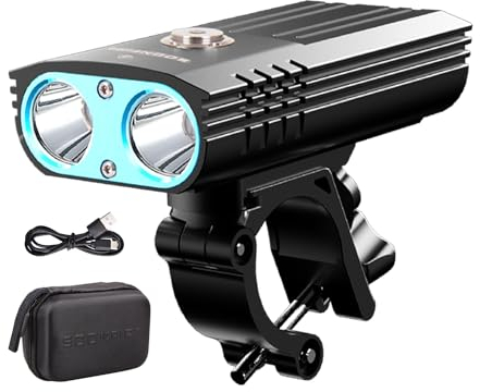 Soonfire FD39 Faro Delantero de Bicicleta Recargable USB-C súper Brillante, 2 ledes de 2530 lúmenes con un Alcance Efectivo de 177 Metros, Resistente al Agua, Montaje y desmontaje rápido
