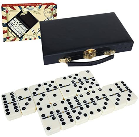 Tragbares Doppel-Sechs Domino Set für Erwachsene mit Aufbewahrungsbox - 28 Steine Domino Spiel für Reisen & Feiertage - Klassisches Gesellschaftsspiel mit langlebigen, reisefreundlichen
