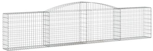 vidaXL Arched Gabion Baskets 400x30x80/100 cm - Galvanised Iron Wire, Landscape Retaining Wall for Garden Barrier