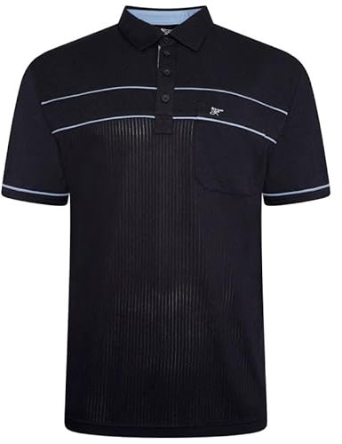 Forge Mens Polo t-Shirt Plain Self Stripe Polycotton Lightweight Causal Smart Polo tee top for Big Men UK - Navy - 5XL