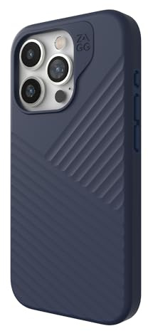 ZAGG Denali Snap iPhone 15 Pro Case - Drop Protection (16ft/5m), Dual Layer Textured Cell Phone Case, No-Slip Design, MagSafe Phone Case, Navy Blue