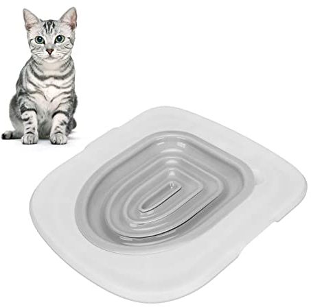 Katzentoiletten Trainingsset, Katzen Toiletten Trainer, Katzen WC-Sitz Toiletten Training System, 38×34cm,Universell Wiederverwendbar, Katzenklo für Toilettensitz, für Alle Toilettensitze(grau