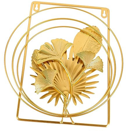 TOPPERFUN 3 Stück Wandornament aus Metallblättern in Gold Zarte Ginkgoblatt Dekoration mit Glatter Oberfläche für Wohnzimmer und Haus