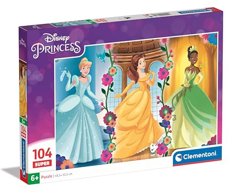 Clementoni Jigsaw Puzzle Disney Princess 104 Pieces - Supercolor Puzzle For Children 6-8 Years, Cartoon, Disney, Gift For Boy/Girls, Puzzle For Kids, Made In Italy, 25772