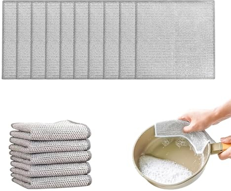 Lunyloer Mehrzweck Geschirrspüllappen aus Draht, 15 Stück Topfreiniger Putzlappen, Wire Dishwashing Rags, Wiederverwendbar Putztücher für Nass und Trocken für Küche