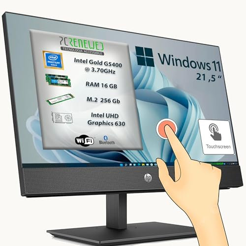 Ordenador fijo PC todo en uno con pantalla táctil HP 600 g4 pantalla 21,5 Intel Gold G5400 16 GB SSD 256 GB M.2 Nvme WiFi BTH Windows 11 (reacondicionado)