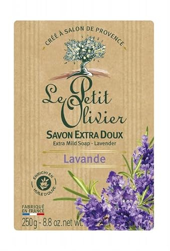 Savon Lavande Extra Doux 250g LE PETIT OLIVIER - Luxe Naturel aux Huiles Essentielles pour le Corps - Hydratant & Apaisant - Le Lot De 4