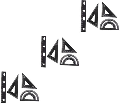 Operitacx 3 Sets 4pcs Set Lineal Lineal Winkelmesser Set Schule Lineal Set Dreieck Platte Metall Lineal