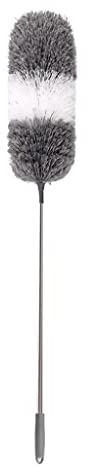 QTANZIQI Cepillo de Limpieza Plumero Extensible con Poste telescópico Plumero de Microfibra de Acero Inoxidable para Limpiar techos Altos, Ventiladores de Techo, Muebles, persianas, telarañas,
