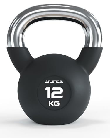 ATLETICA Kettlebells | 4-32 kg |Gummierte Kugelhantel mit Chromgriff | Hochwertige Stahllegierung | Studioqualität | Funktionelles Ganzkörpertraining Gewicht 12kg