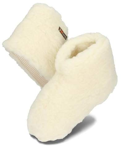 BeComfy Warme Hausschuhe Damen Herren Hüttenschuhe aus Schafwolle Niedriges Wollhausschuhe Unisex 36-46 EU (Weiß, EU Schuhgrößensystem, Erwachsene, Numerisch, M, 38)