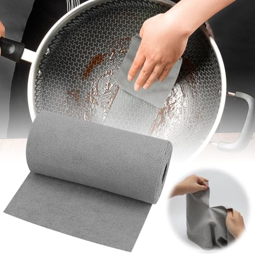 Wapasezyar Lot de 50 rouleaux de chiffons de nettoyage en microfibre détachables pour la vaisselle, les fenêtres, la maison, la cuisine, la voiture, 30 x 30 cm