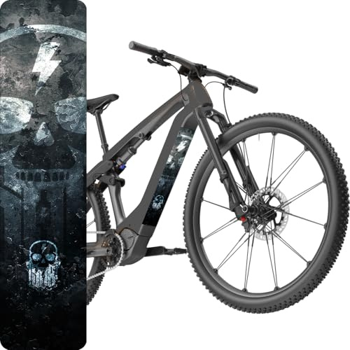 Sons of Battery SKULLGANG GRUNGE E-Bike Akkufolie zum Zuschneiden – Schutzfolie für Akkuabdeckung und Unterrohr, Blau Grau, 60 × 14 cm